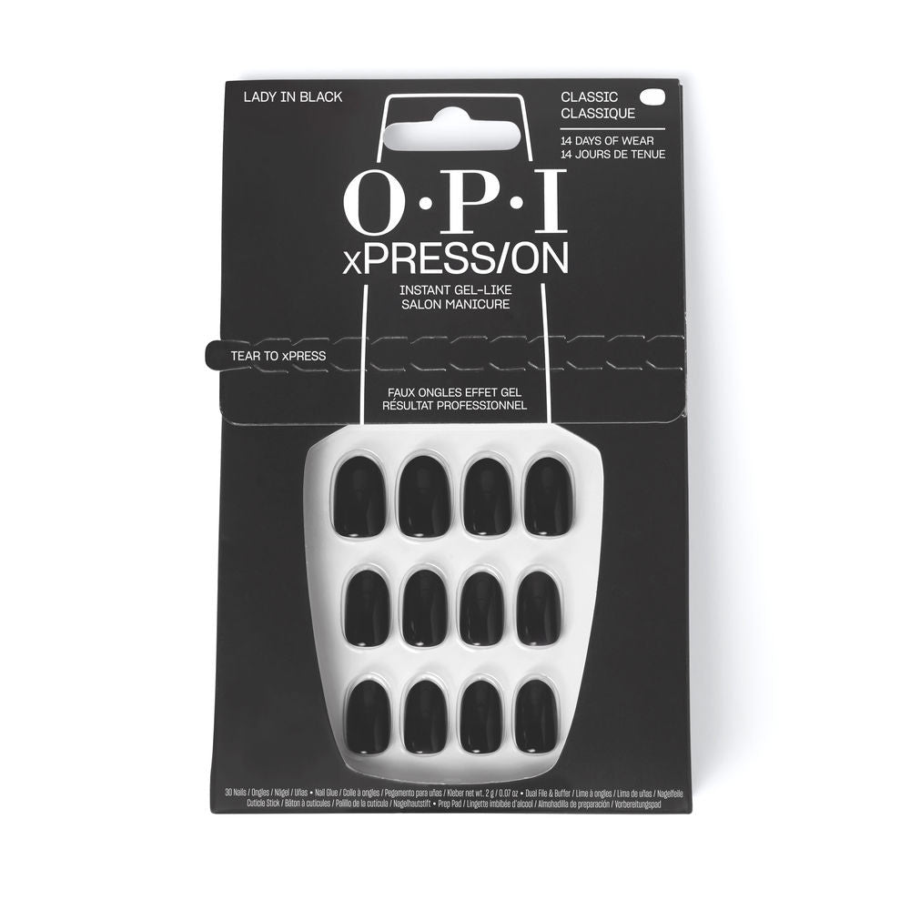 OPI xPRESS ON Unas Artificiales Tonos Iconicos Lady in Black 30 u
