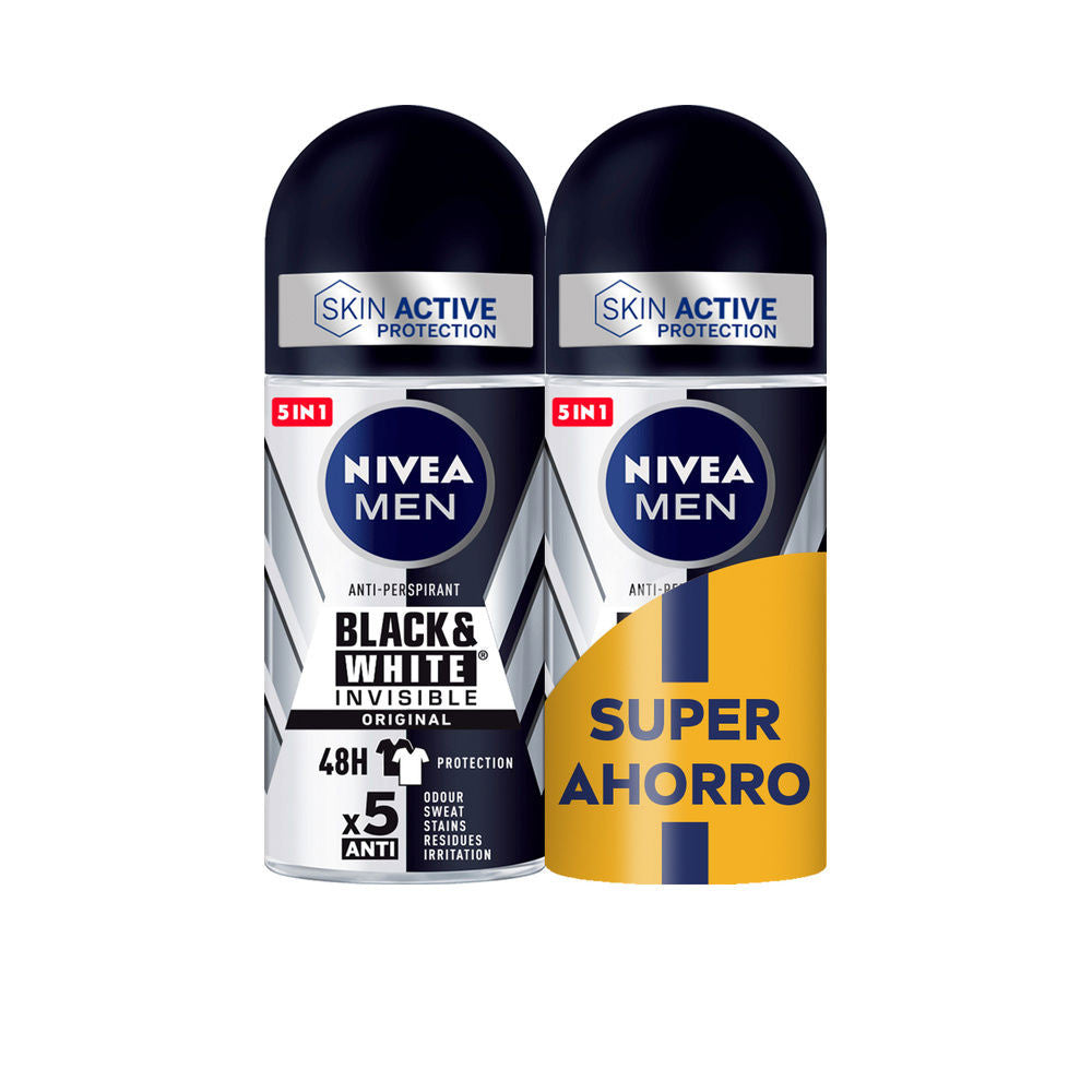 MEN BLACK & WHITE INVISIBLE ORIGINAL roll on pack 2 x 50 ml