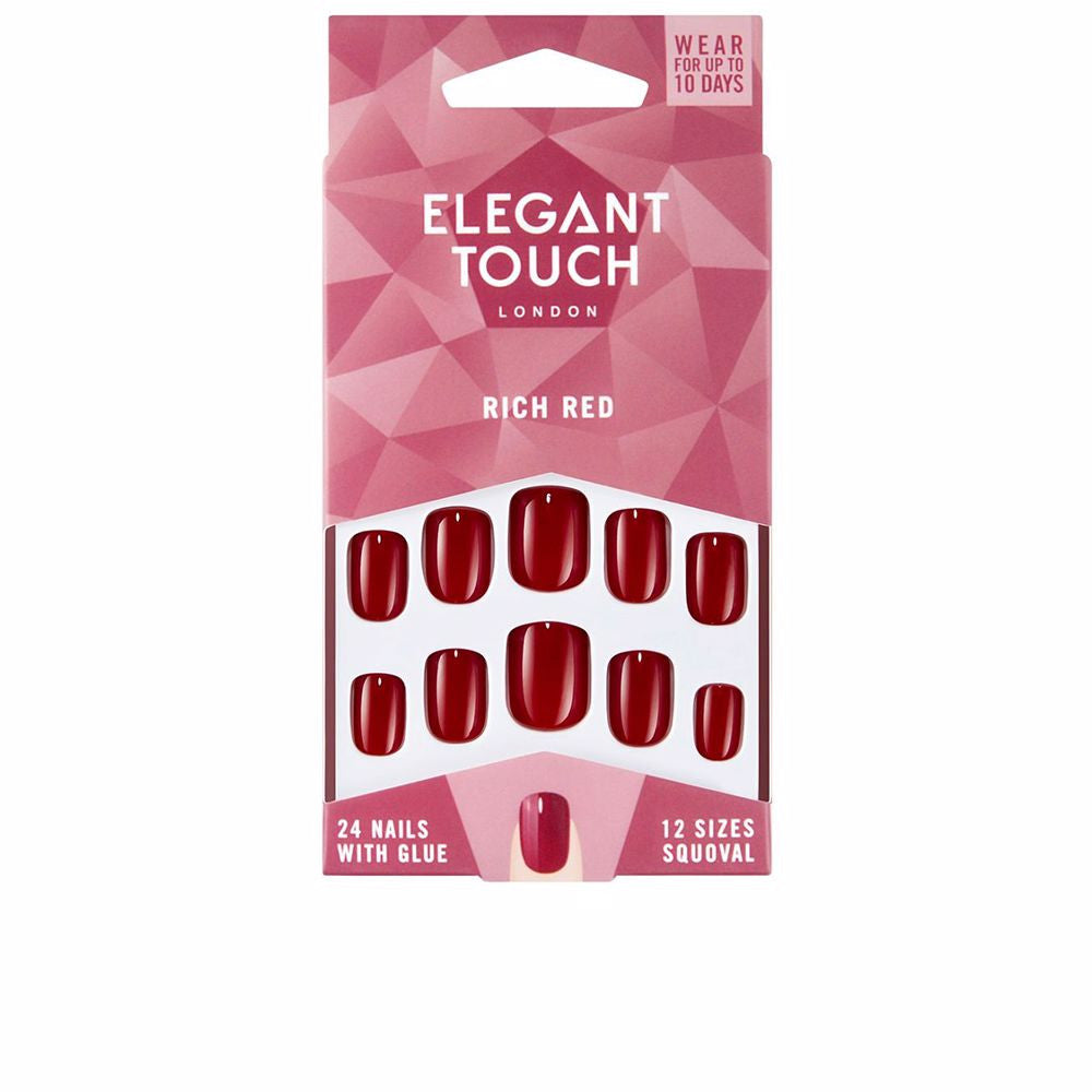 POLISHED COLOUR nails with glue squoval rich red