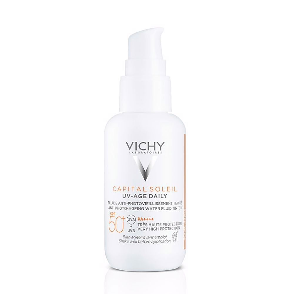 CAPITAL SOLEIL UV-AGE DAILY CON COLOR WATER FLUID antifotoenvejecimiento UVB SPF50+ UVA 40 ml