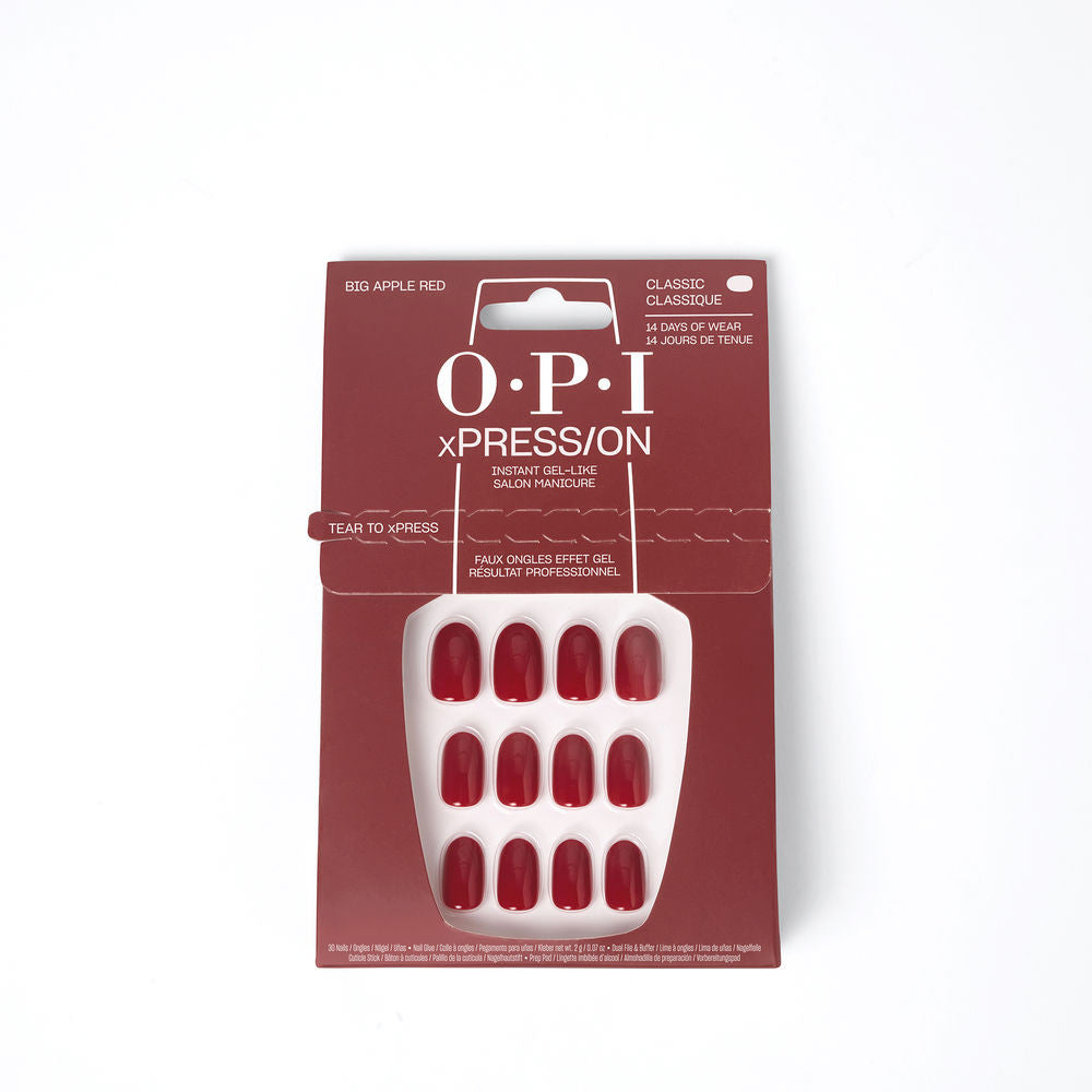 OPI xPRESS ON Unas Artificiales Tonos Iconicos Big Apple Red 30 u