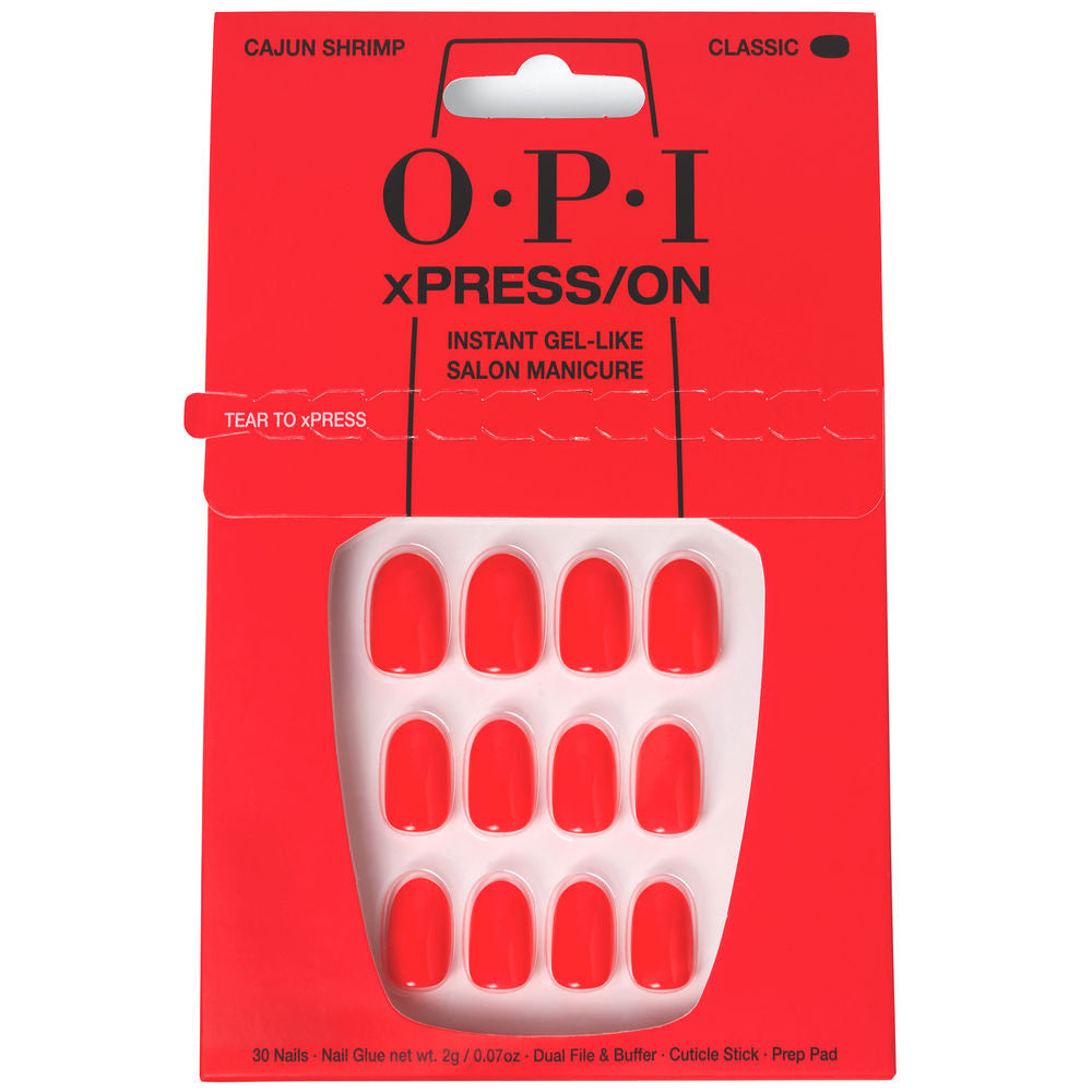 OPI xPRESS ON Unas Artificiales Tonos Iconicos Cajun Shrimp 30 u