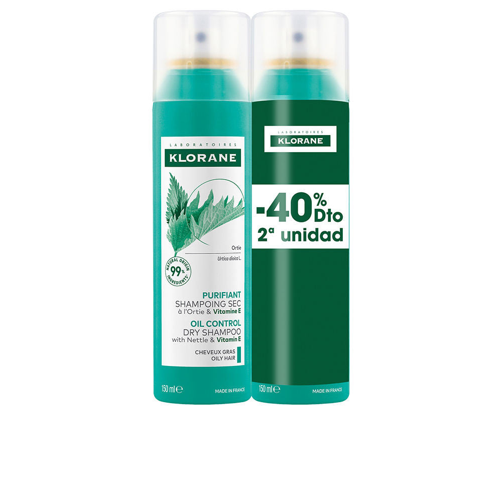 A LA ORTIGA champú seco seborregulador para cabello graso pack 2 x 150 ml
