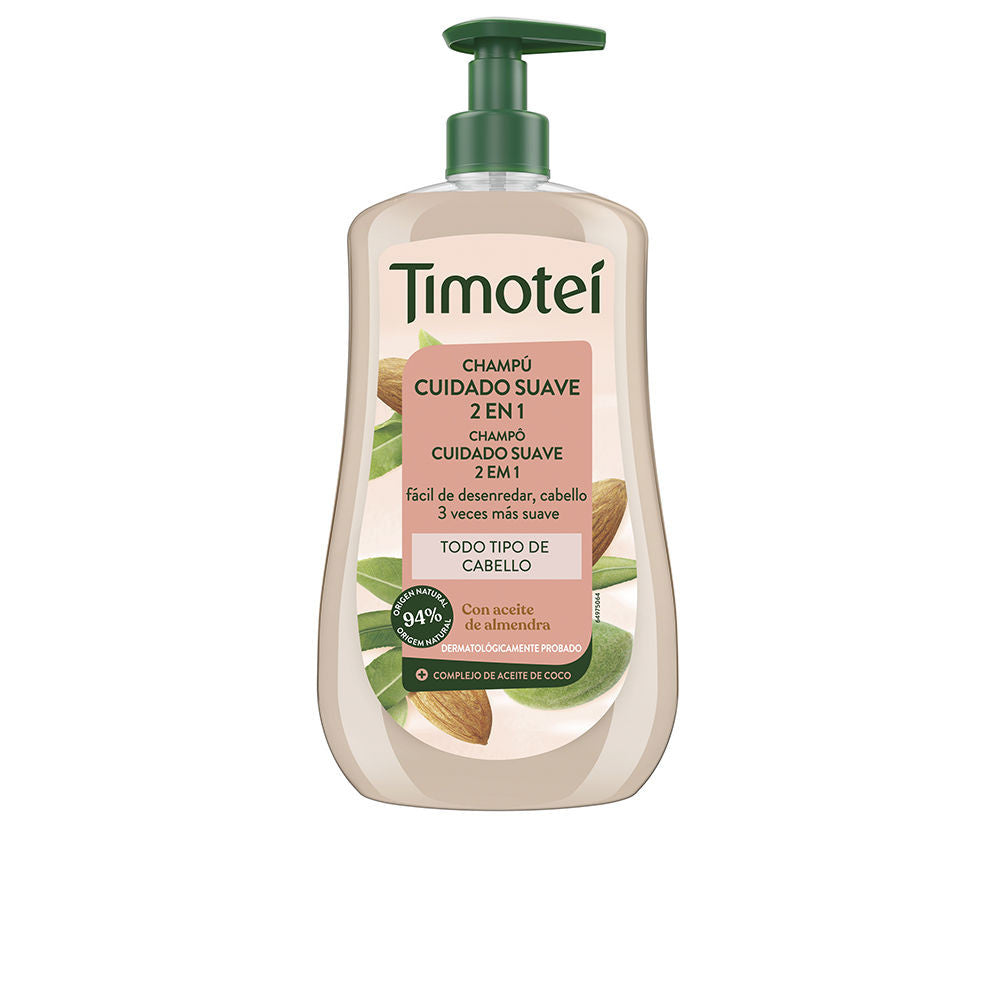 TIMOTEI champú cuidado suave 2 en 1 con aceite de almendra y coco para todo tipo de cabello 600 ml