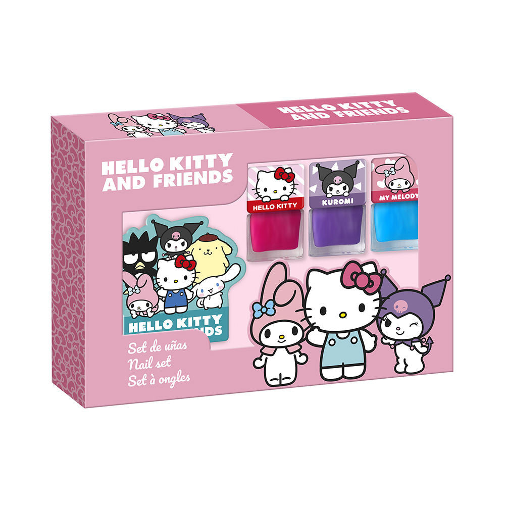 HELLO KITTY AND FRIENDS UÑAS ESTUCHE 3 pz