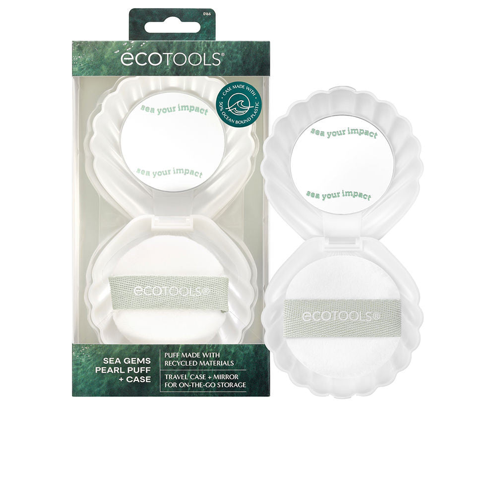 SEA GEMS PEARL PUFF borla de maquillaje con funda y espejo 2 u