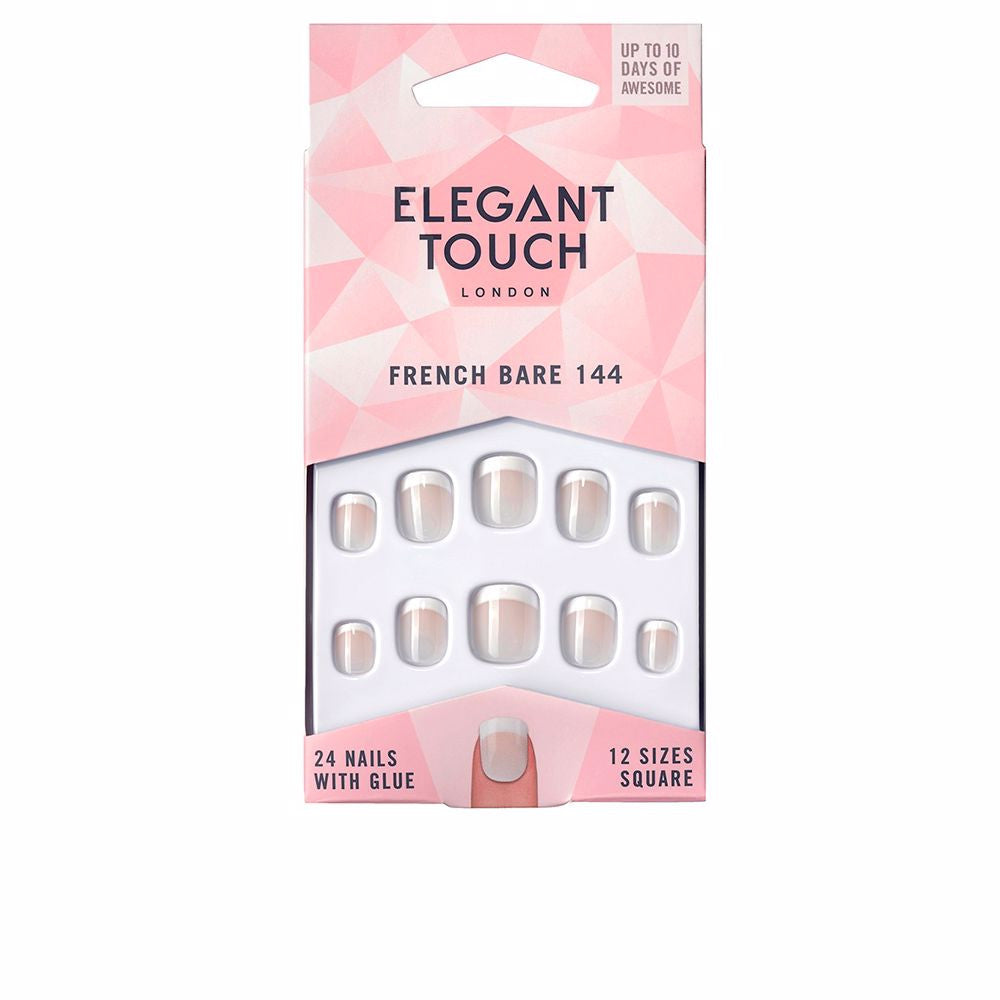 FRENCH bare nails with glue square 144 XS 24 u